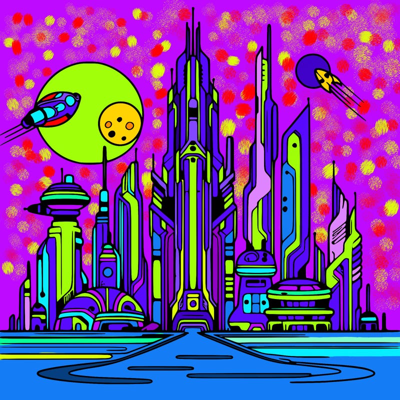 futuristic city%2c very thin lines