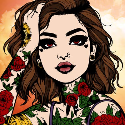 realistic girl with tattoos all over