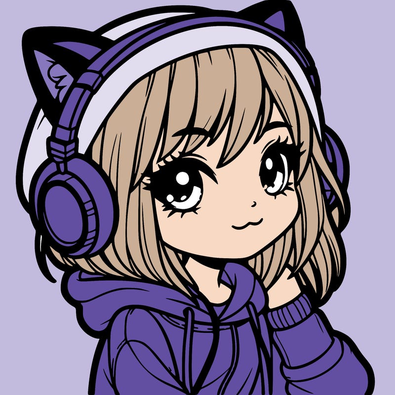 girl with cat ear headphones in hoodie