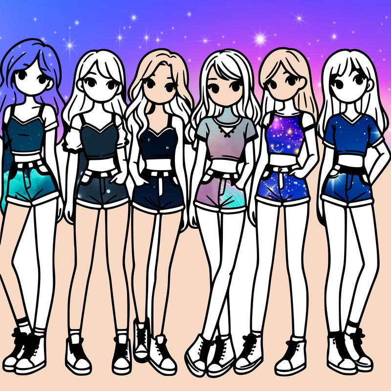 a group of girls wearing crop tops and shorts