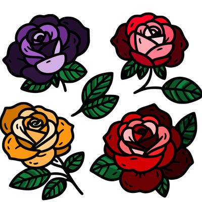 cute four pieces roses