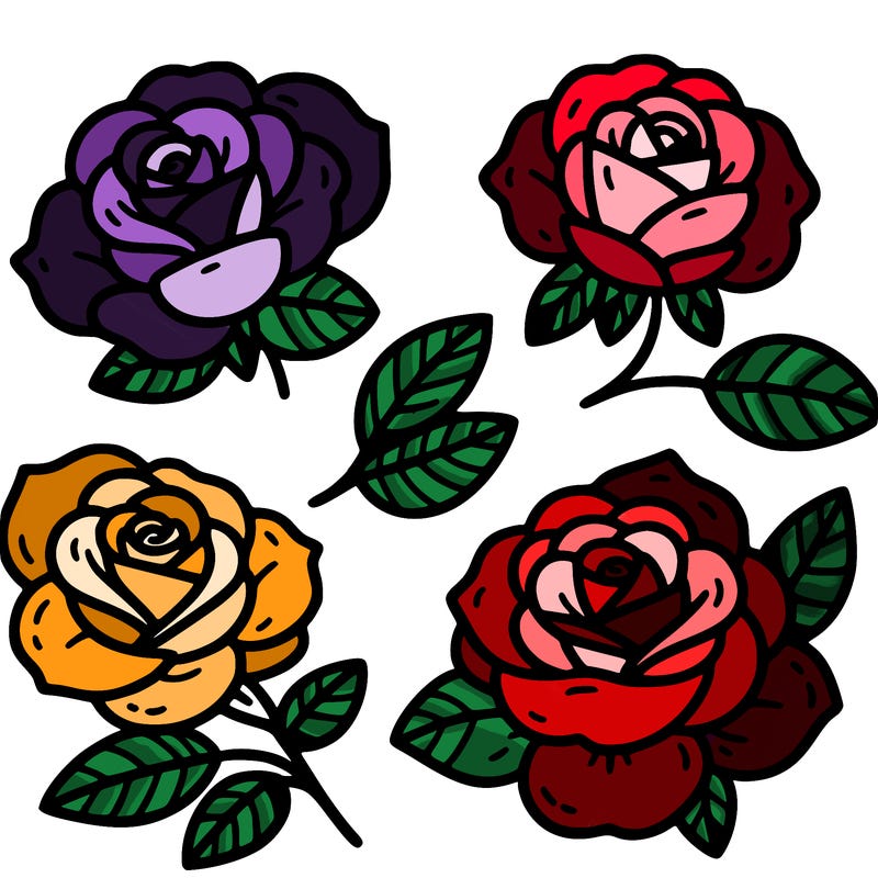 cute four pieces roses