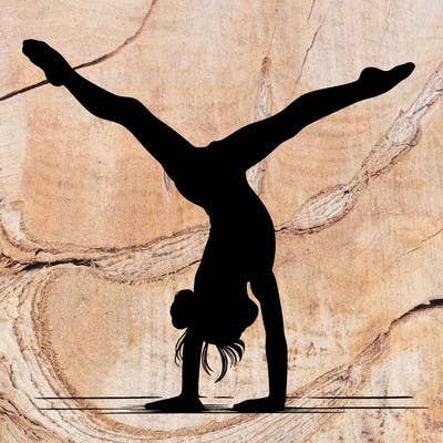realistic gymnastic hand stand girl in four splits