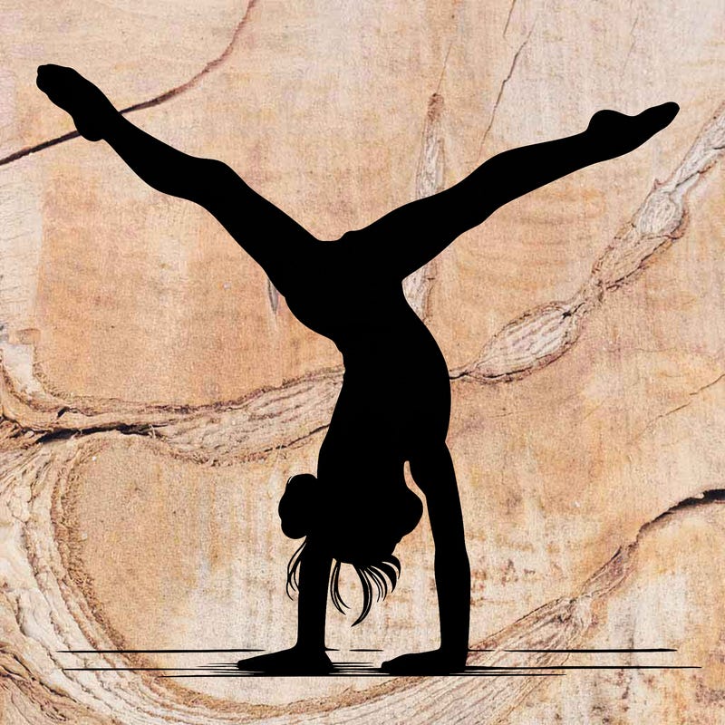 realistic gymnastic hand stand girl in four splits