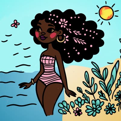 african woman in a swimsuit