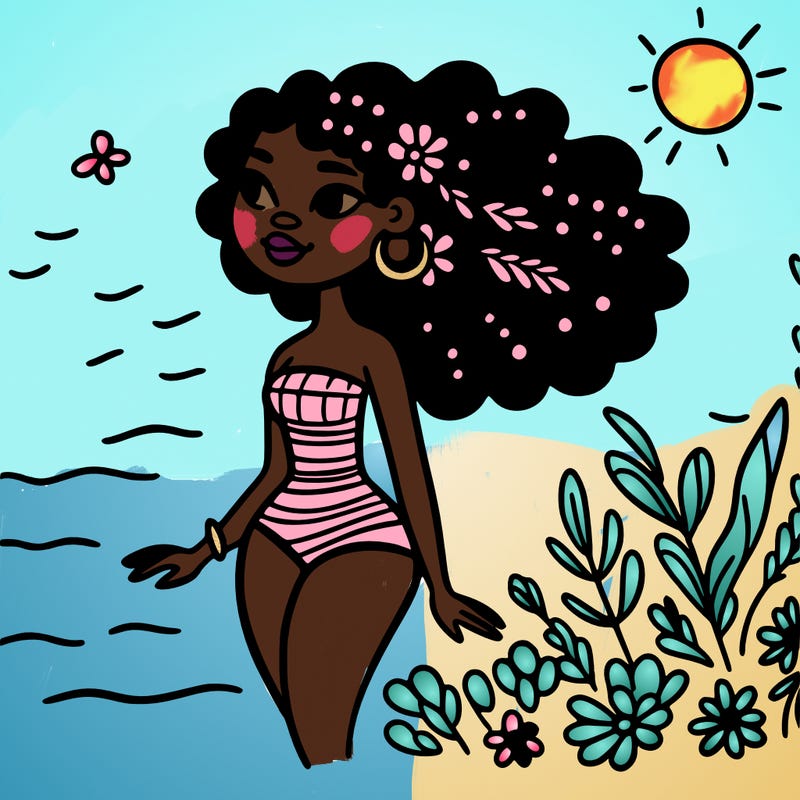 african woman in a swimsuit