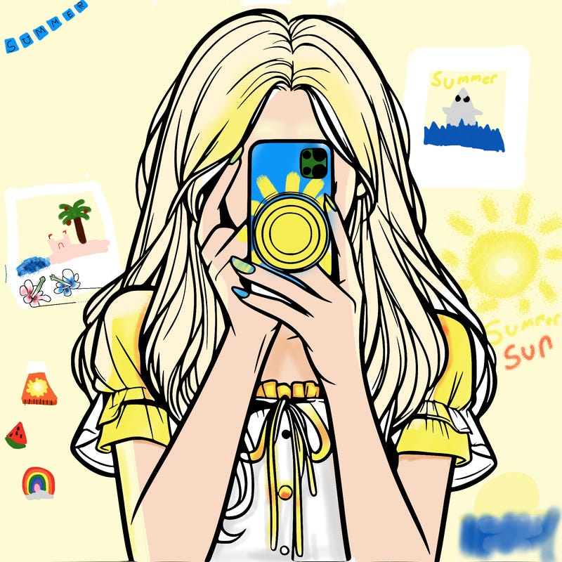 a realistic girl holding her phone taking pictures