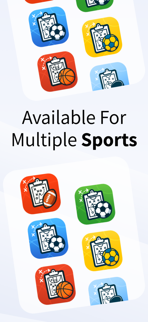 Pocket Coach Board Playmaker - Una colección de iconos de pizarras de entrenamiento para diferentes deportes, incluyendo fútbol americano, baloncesto y fútbol.
