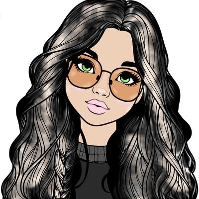 girl with long hair and freckles and glasses realistic