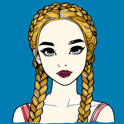 realistic girl with braids