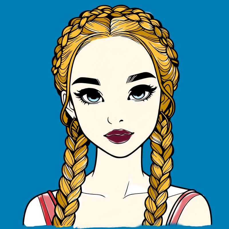 realistic girl with braids
