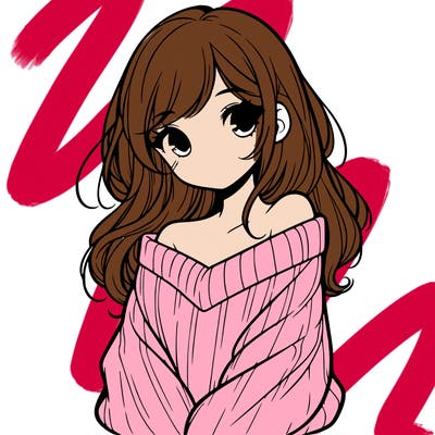 shy pretty girl wearing a sweater that is falling off one shoulder portrait