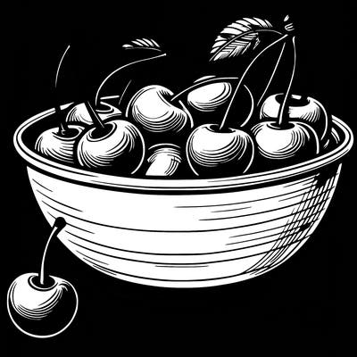 bowl with cherry's realistic