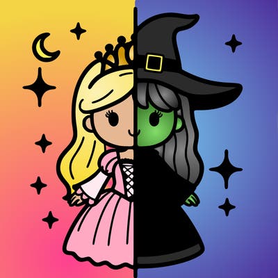 split princess and witch