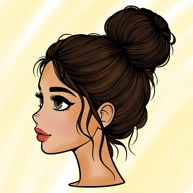 realistic girl with bun