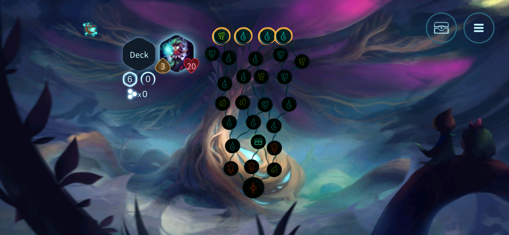 Oaken - Strategic map and path selection interface in Oaken featuring the Great Oak tree