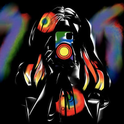 a realistic girl holding her phone taking pictures