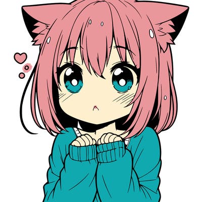 shy anime catgirl