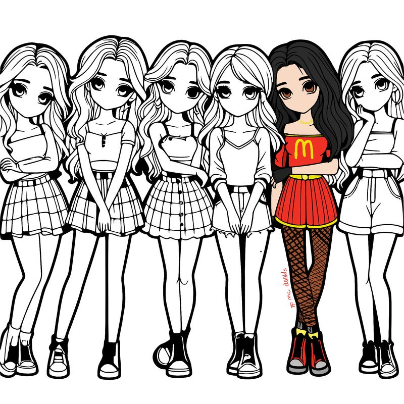 a group of girls realistic