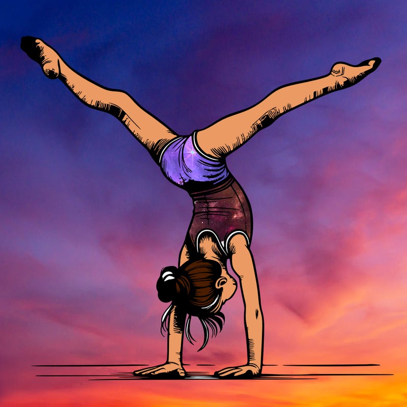 realistic gymnastic hand stand girl in four splits