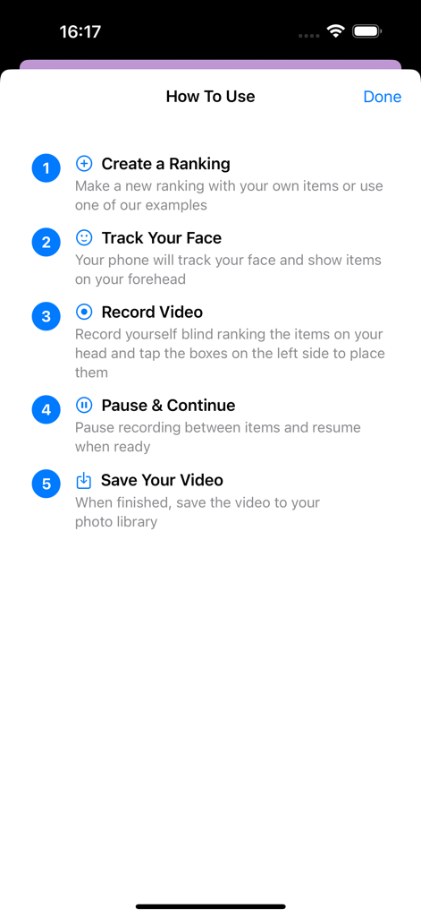 A step by step guide showing how to create track record and save a blind ranking video