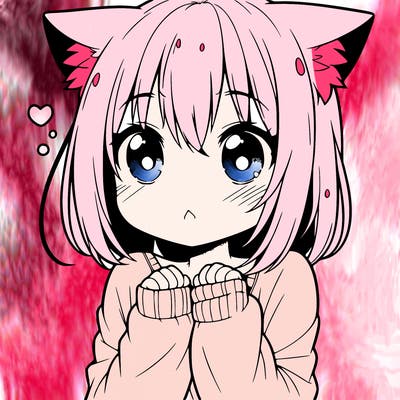 shy anime catgirl