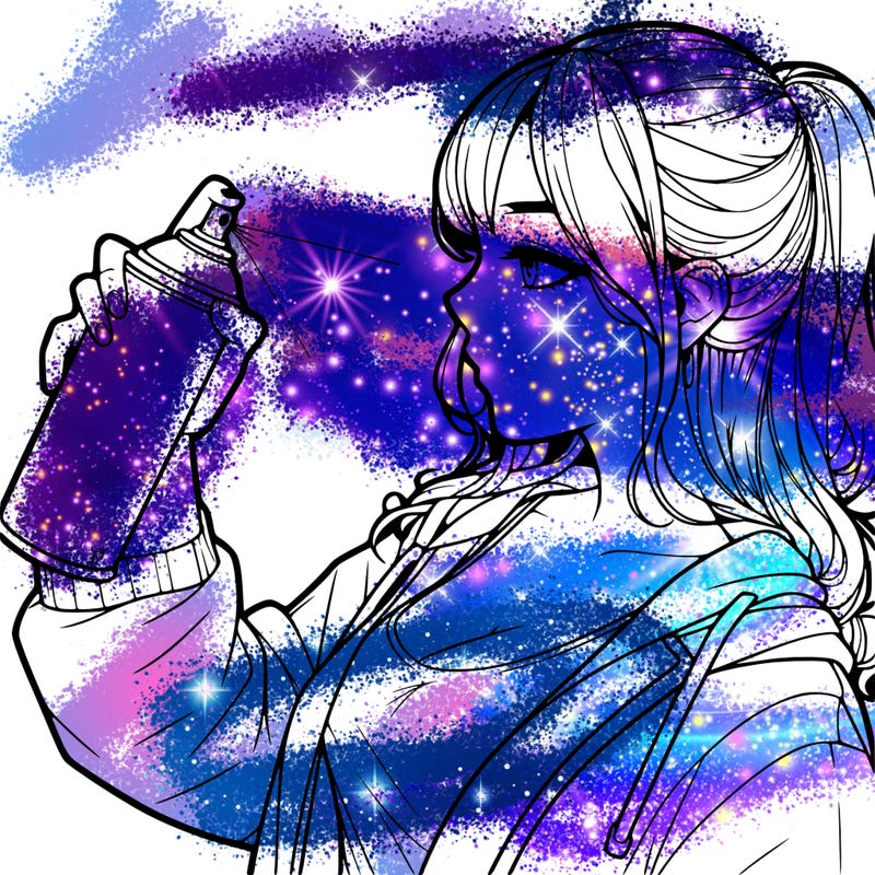 a realistic girl spray, painting