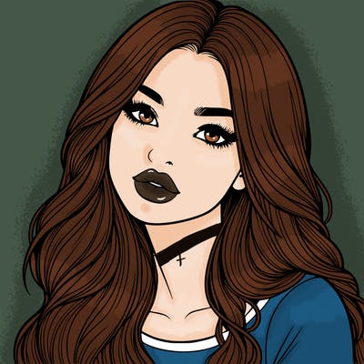 realistic girl with hair on her hair and lips