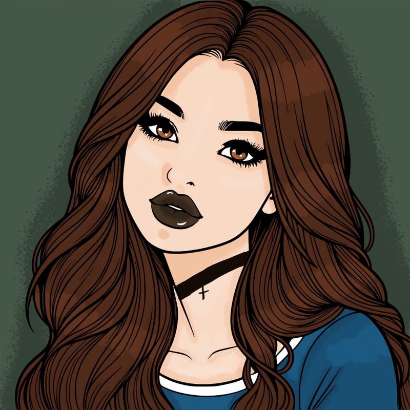 realistic girl with hair on her hair and lips