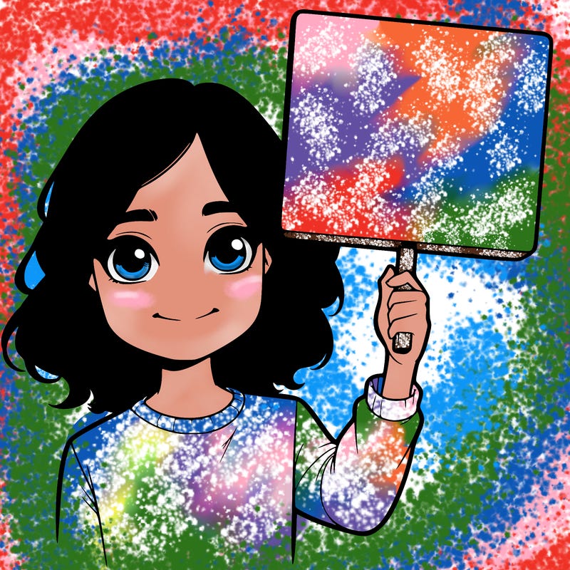 realistic girl holding up a sign