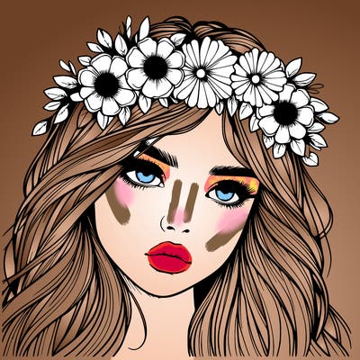 realistic girl with flowers crown