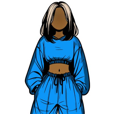 realistic girl faceless with baggy pants and a crop top