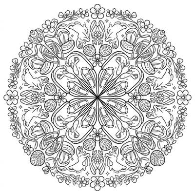 Step into a unique blend of urban cool and festive cheer with this Sneakers Easter Mandala coloring page. This intricate design offers a refreshing take on traditional Easter themes, perfect for a relaxing and creative activity.