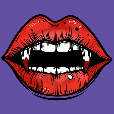 lips with vampire teeth