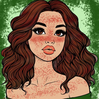 realistic girl with wavy hair and lips