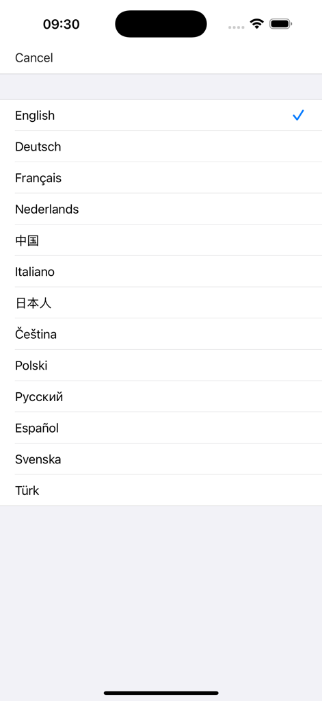 Car parts for Porsche diagrams - A list of supported languages in the Porsche parts diagram app