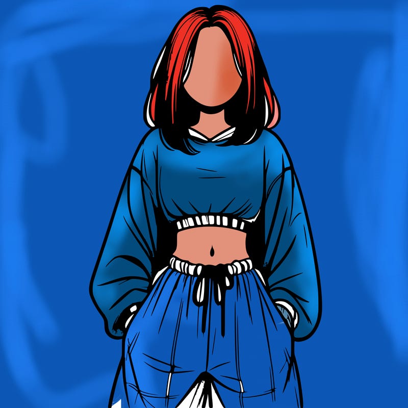 realistic girl faceless with baggy pants and a crop top