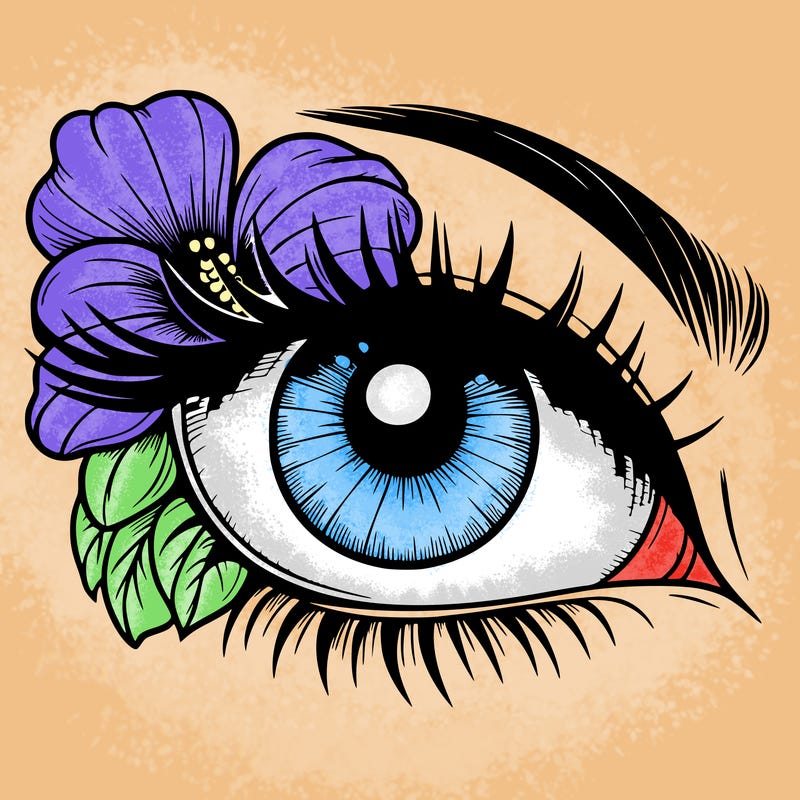 realistic eye with flower