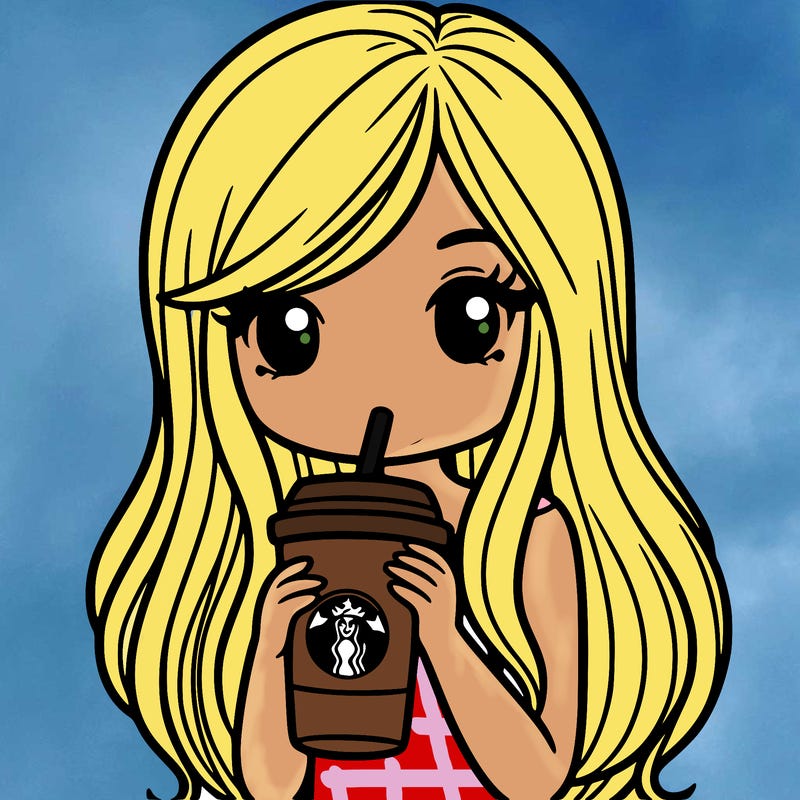 woman with long straight hair drinking starbucks