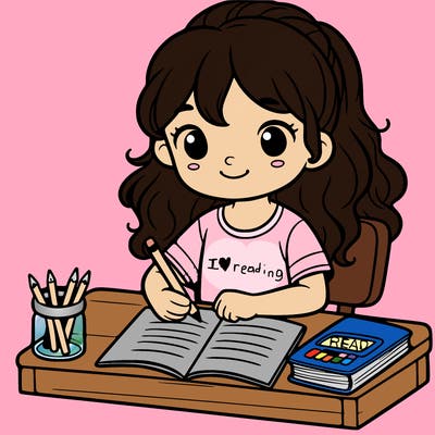 a little girl doing homework