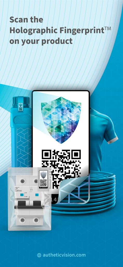 Authentic Vision - CheckIfReal - 제품 인증을 위해 홀로그램 보안 라벨을 스캔하는 스마트폰