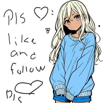 manga teen girl  in a sweater and baggy pants