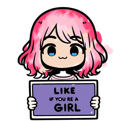 a cute girl holding a sign that says like if you’re a girl