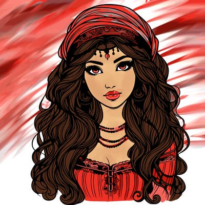 realistic beautiful mysterious gypsy girl