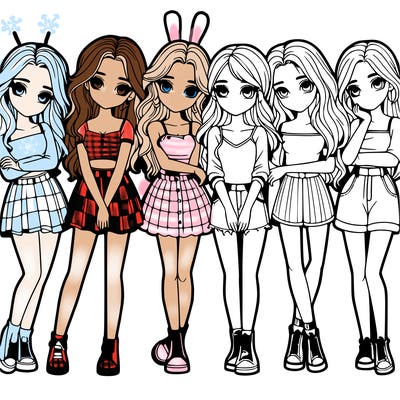 a group of girls realistic