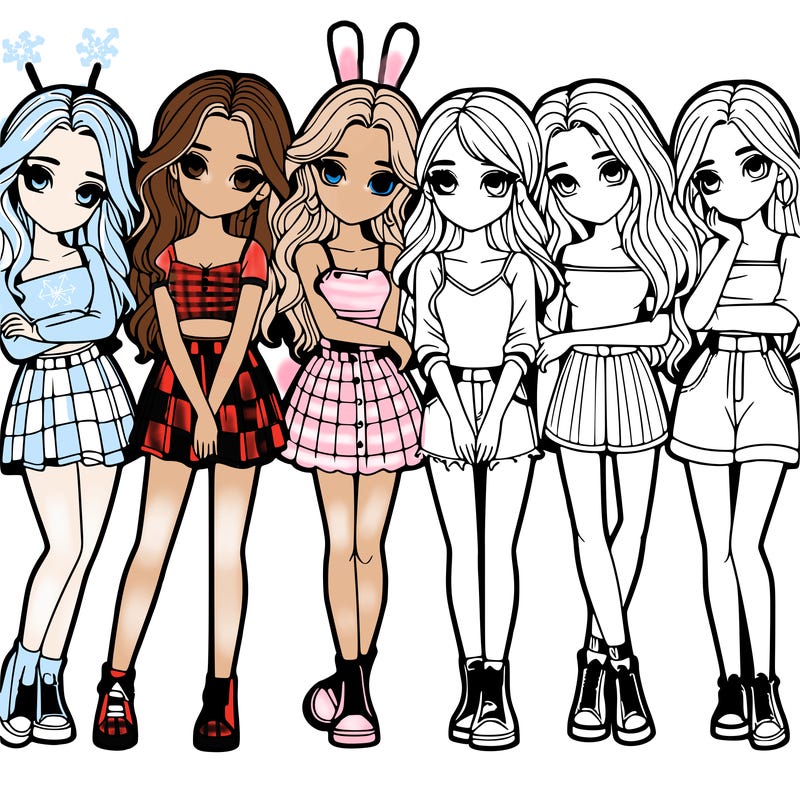 a group of girls realistic