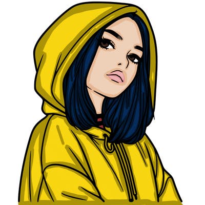 a realistic girl in a hoodie