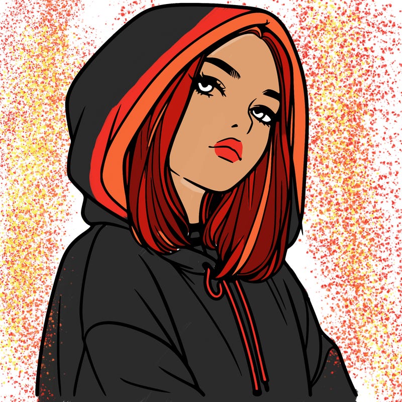 a realistic girl in a hoodie