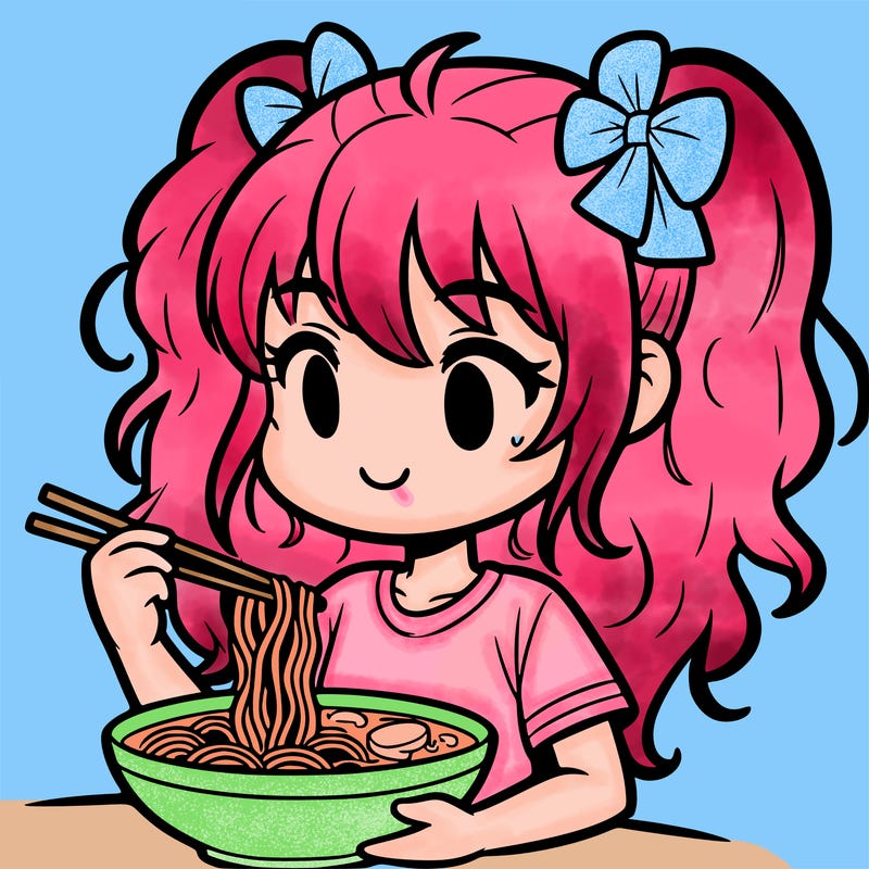a girl eating ramen