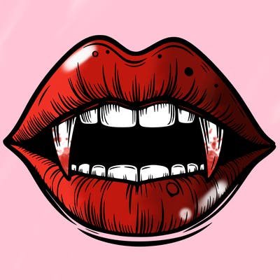 lips with vampire teeth